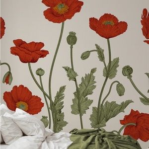 Wall blush wallpaper, Poppy Lane pattern